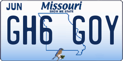 MO license plate GH6G0Y