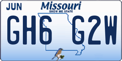 MO license plate GH6G2W
