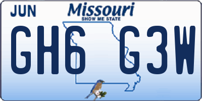 MO license plate GH6G3W