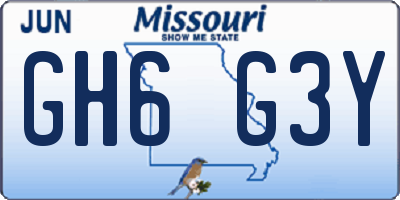 MO license plate GH6G3Y