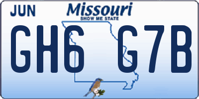 MO license plate GH6G7B