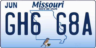 MO license plate GH6G8A