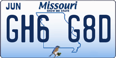 MO license plate GH6G8D