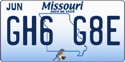 MO license plate GH6G8E