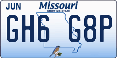 MO license plate GH6G8P