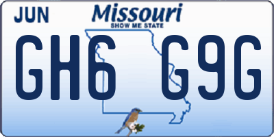 MO license plate GH6G9G