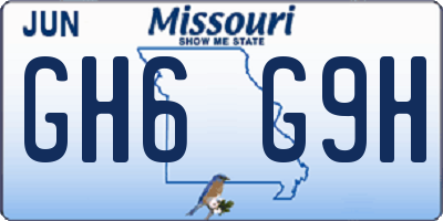 MO license plate GH6G9H