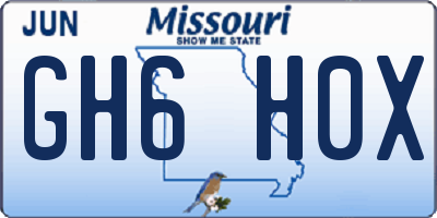 MO license plate GH6H0X
