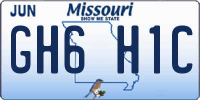 MO license plate GH6H1C