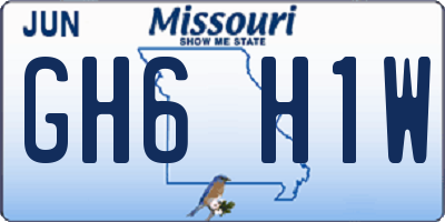 MO license plate GH6H1W