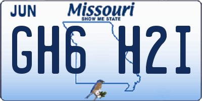 MO license plate GH6H2I