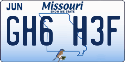 MO license plate GH6H3F
