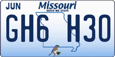 MO license plate GH6H3O