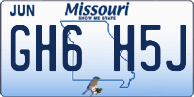 MO license plate GH6H5J
