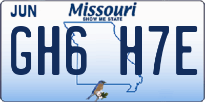 MO license plate GH6H7E