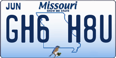 MO license plate GH6H8U