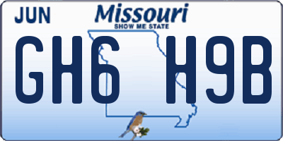 MO license plate GH6H9B