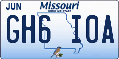 MO license plate GH6I0A