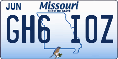 MO license plate GH6I0Z