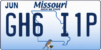 MO license plate GH6I1P