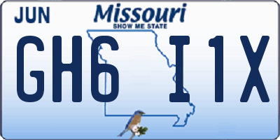 MO license plate GH6I1X