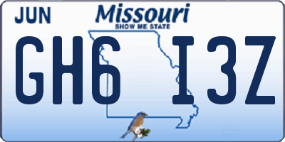 MO license plate GH6I3Z