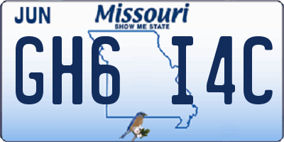 MO license plate GH6I4C