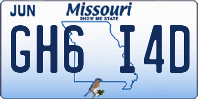 MO license plate GH6I4D