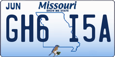 MO license plate GH6I5A