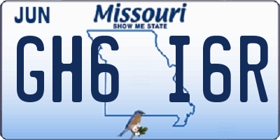 MO license plate GH6I6R