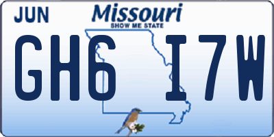 MO license plate GH6I7W