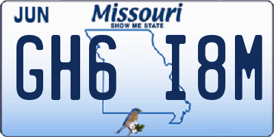 MO license plate GH6I8M