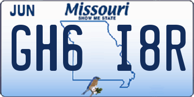 MO license plate GH6I8R
