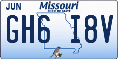 MO license plate GH6I8V