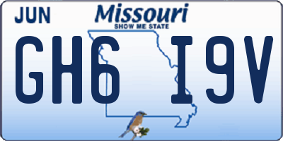 MO license plate GH6I9V