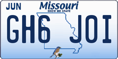 MO license plate GH6J0I