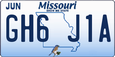 MO license plate GH6J1A