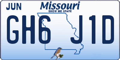 MO license plate GH6J1D