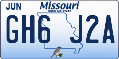 MO license plate GH6J2A