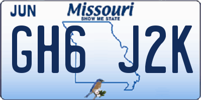 MO license plate GH6J2K