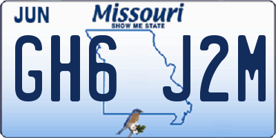 MO license plate GH6J2M