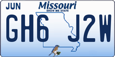 MO license plate GH6J2W