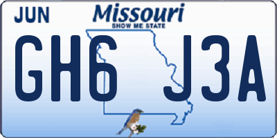 MO license plate GH6J3A