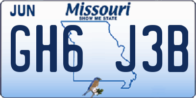 MO license plate GH6J3B