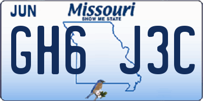 MO license plate GH6J3C
