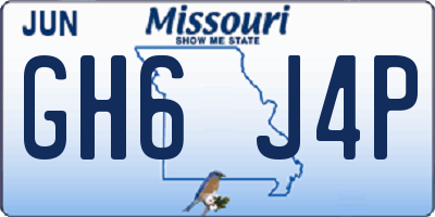 MO license plate GH6J4P