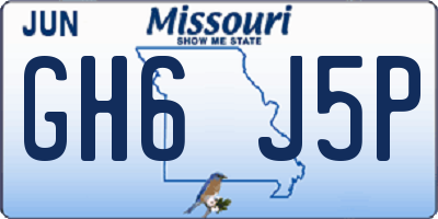MO license plate GH6J5P