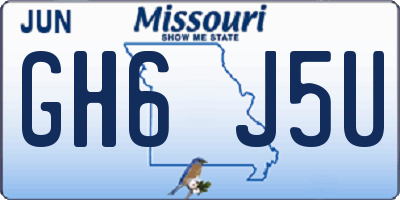 MO license plate GH6J5U