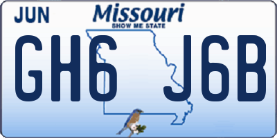 MO license plate GH6J6B