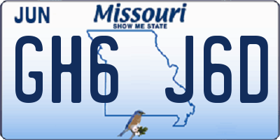 MO license plate GH6J6D
